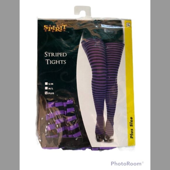 Spirit Halloween Striped tights (purple & black) plus - Picture 1 of 2